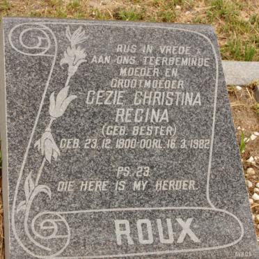 ROUX Gezie Christina Regina nee BESTER 1900-1982