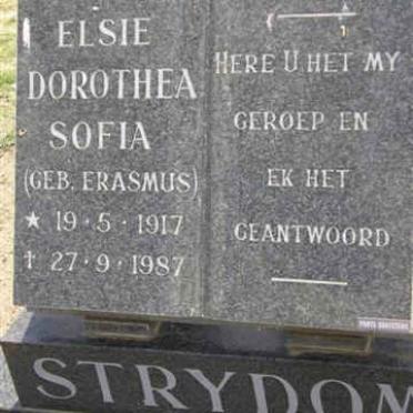STRYDOM Elsie Dorothea Sofia nee ERASMUS 1917-1987