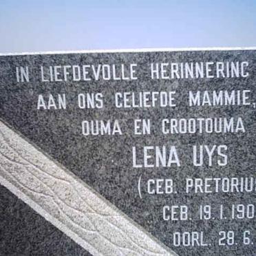 UYS Lena nee PRETORIUS 1906-1998