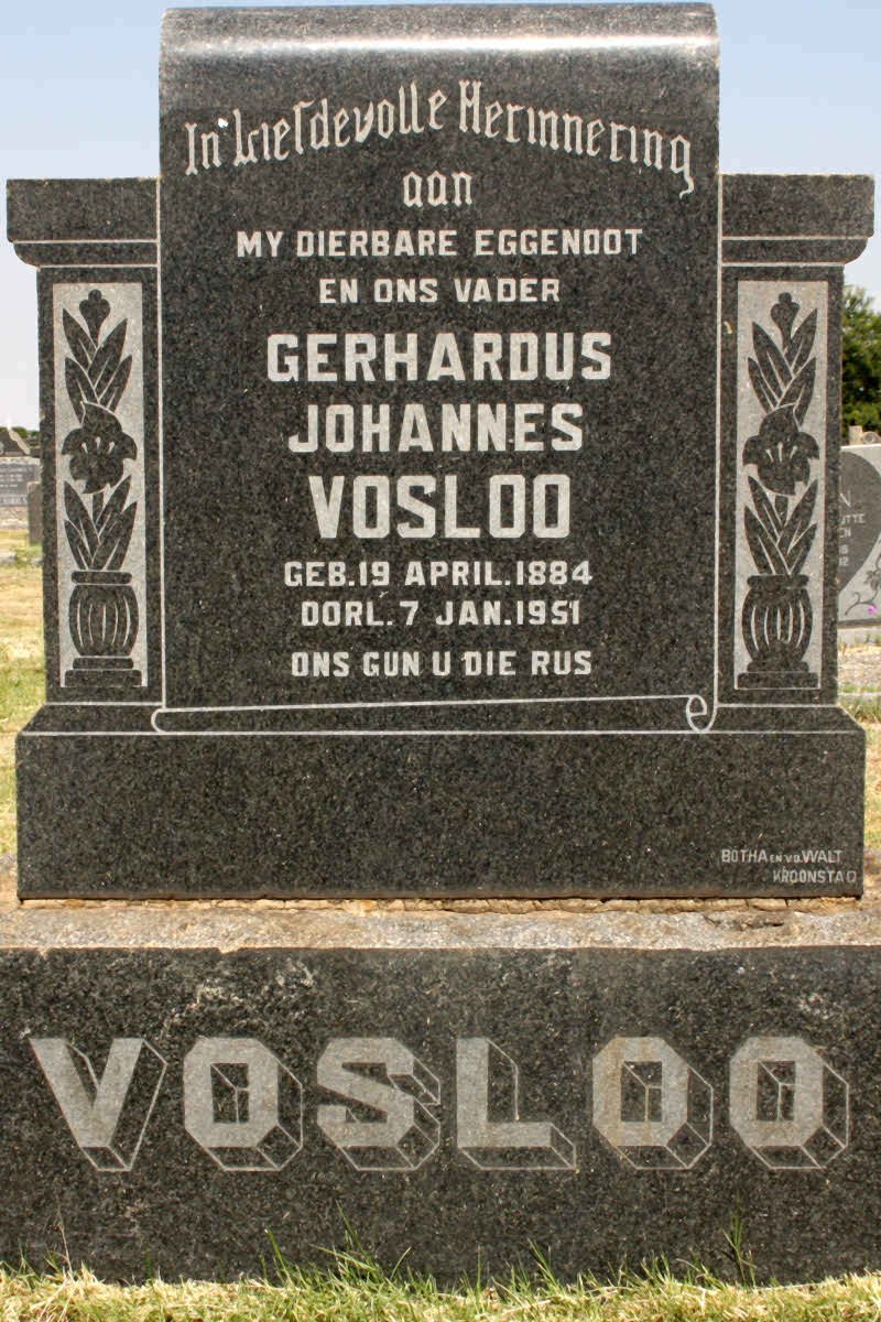 VOSLOO Gerhardus Johannes 1884-1951