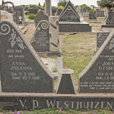 WESTHUIZEN Johannes Gysbertus, v.d. 1886-1962 &amp; Anna Johanna 1903-1992