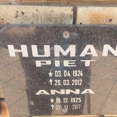 HUMAN Piet 1924-2012 &amp; Anna 1925-2017