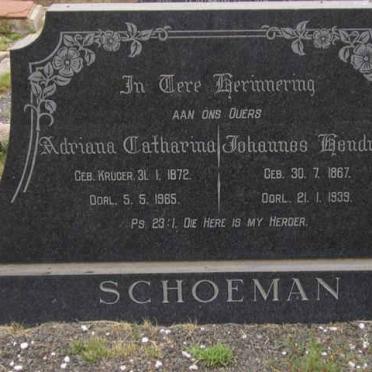 SCHOEMAN Johannes Hendrik 1867-1939 &amp; Adriana Catharina KRUGER 1872-1965
