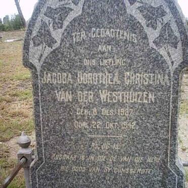 WESTHUIZEN Jacoba Dorothea Christina, van der 1937-1942