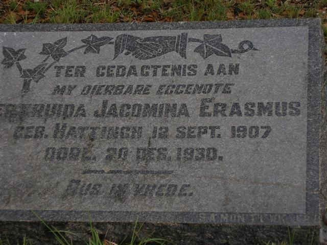 ERASMUS Gertruida Jacomina nee HATTINGH 1907-1930