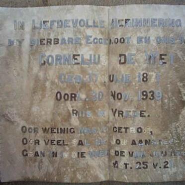 WET Cornelius, de 1871-1939