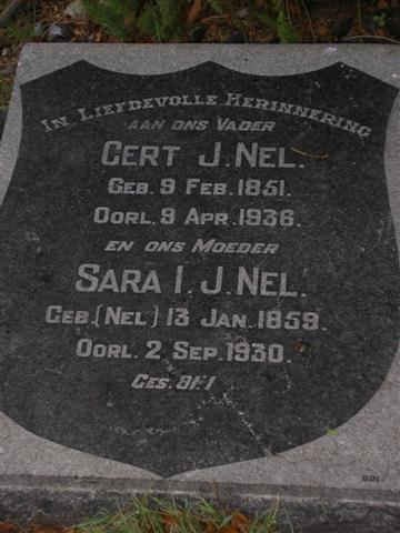NEL Gert J. 1851-1936 &amp; Sara I.J. NEL 1859-1930