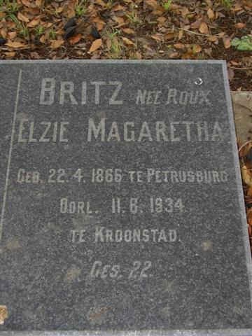 BRITZ Elzie Magaretha nee ROUX 1866-1934