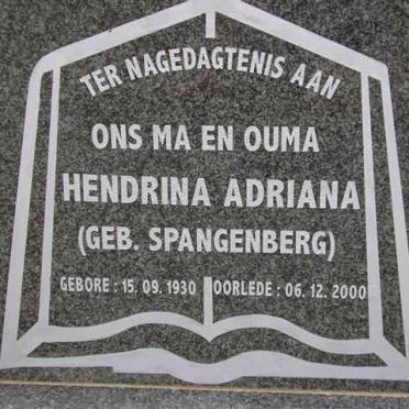 ELS Hendrina Adriana nee SPANGENBERG 1930-2000