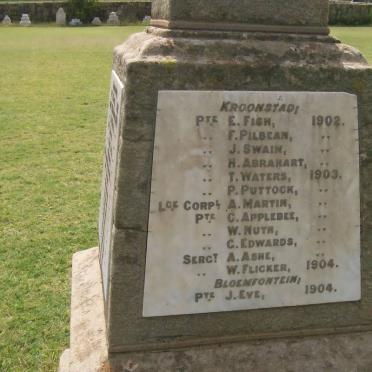 Memorial to the soldiers from KROONSTAD