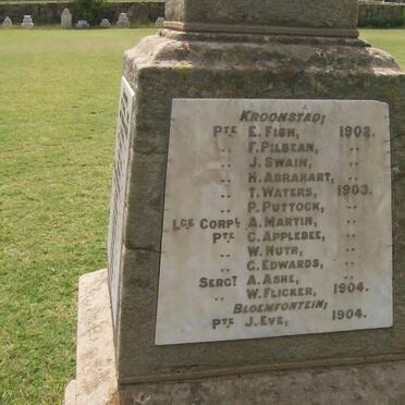 Memorial to the soldiers from KROONSTAD