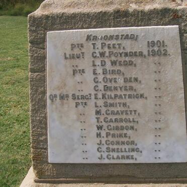 Memorial to the soldiers from KROONSTAD