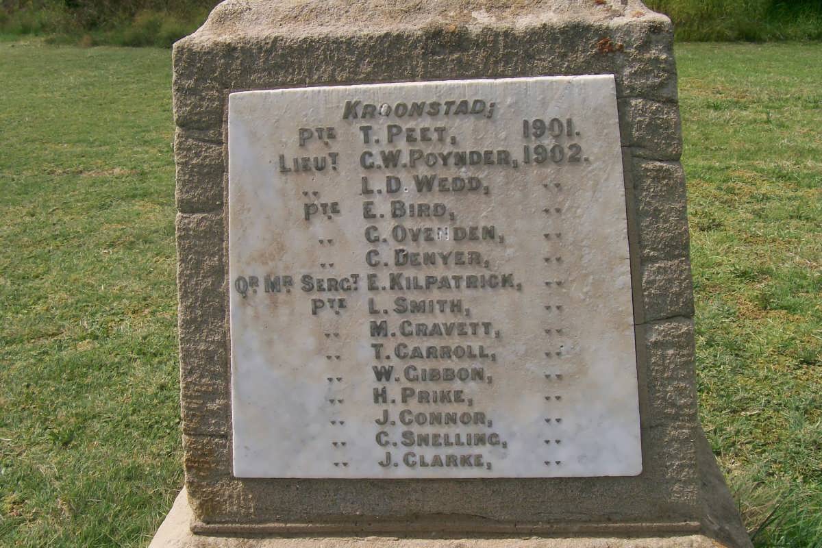 Memorial to the soldiers from KROONSTAD