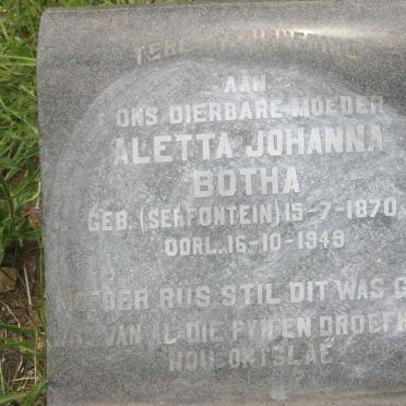 BOTHA Aletta Johanna nee SERFONTEIN 1870-1949