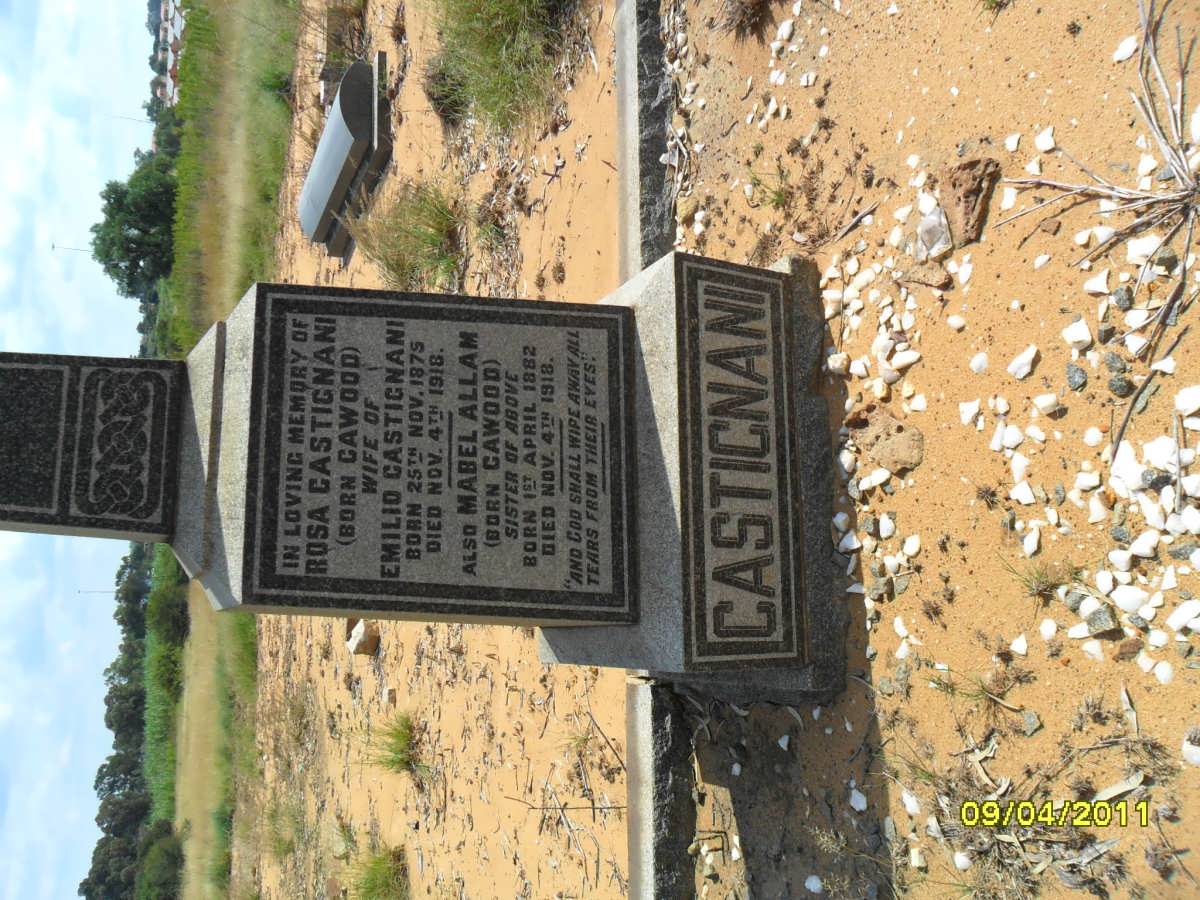 CASTIGNANI Rosa nee CAWOOD 1875-1918 :: ALLAM Mabel nee CAWOOD 1882-1918