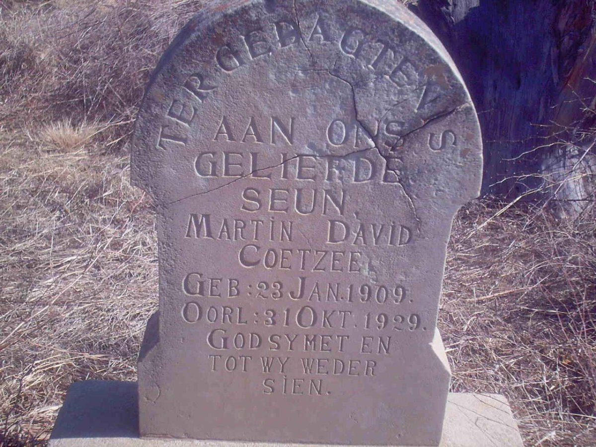 COETZEE Martin David 1909-1929