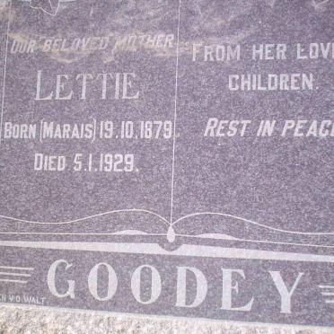GOODEY Lettie nee MARAIS 1879-1929
