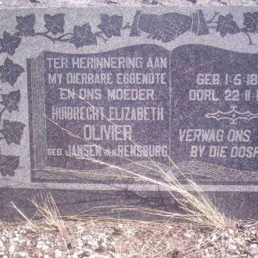 OLIVIER Huibrecht Elizabeth nee JANSEN VAN RENSBURG 1899-1931