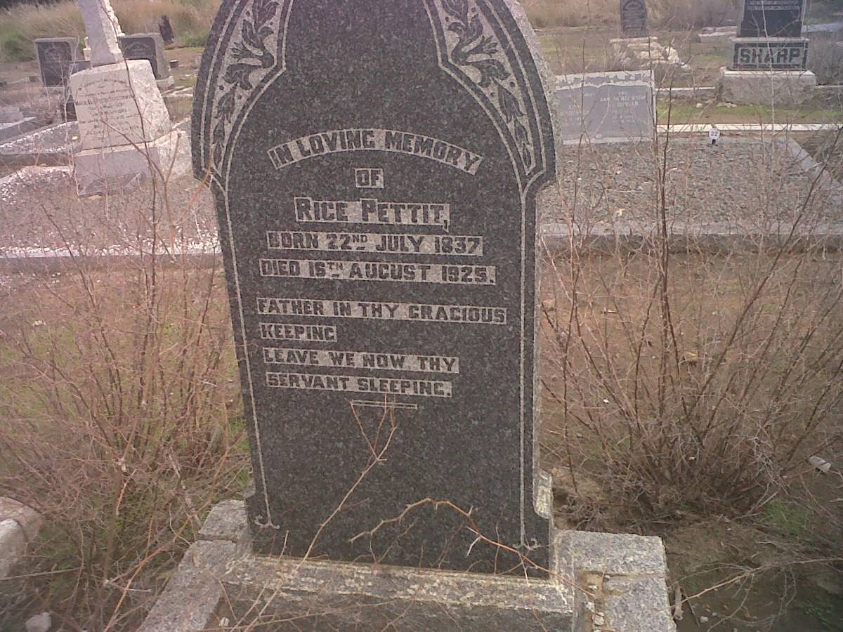 PETTIT Rice 1837-1925