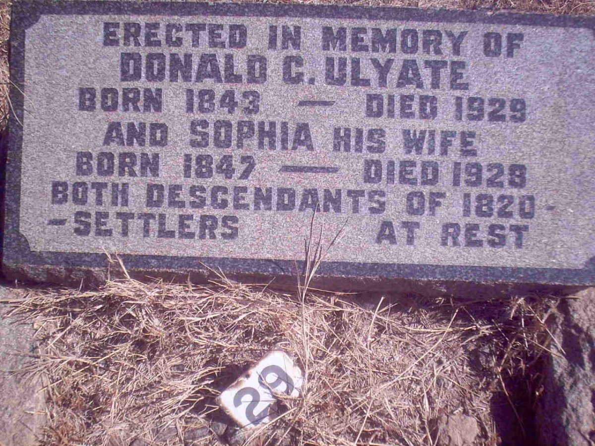 ULYATE Donald C. -1929 &amp; Sophia 1847-1928