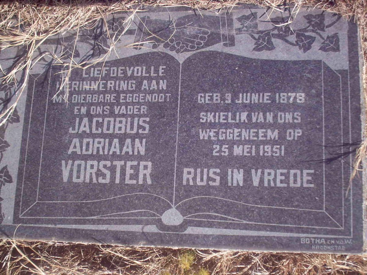 VORSTER Jacobus Adriaan 1878-1951