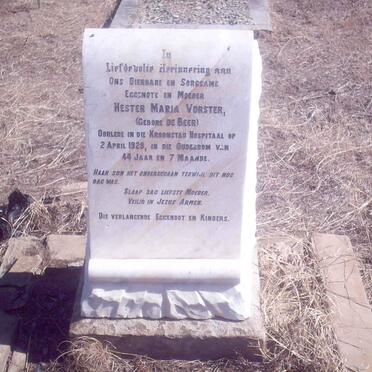 VORSTER Hester Maria nee DE BEER -1929