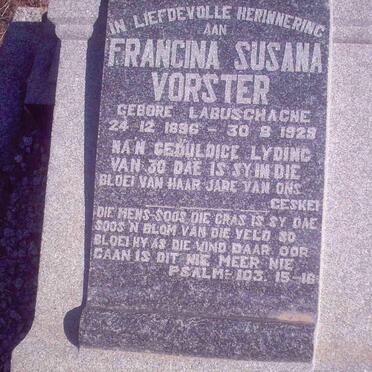 VORSTER Francina Susana nee LABUSCHAGNE 1896-1929