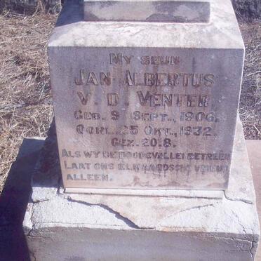 VENTER Jan Albertus, v.d. 1906-1932