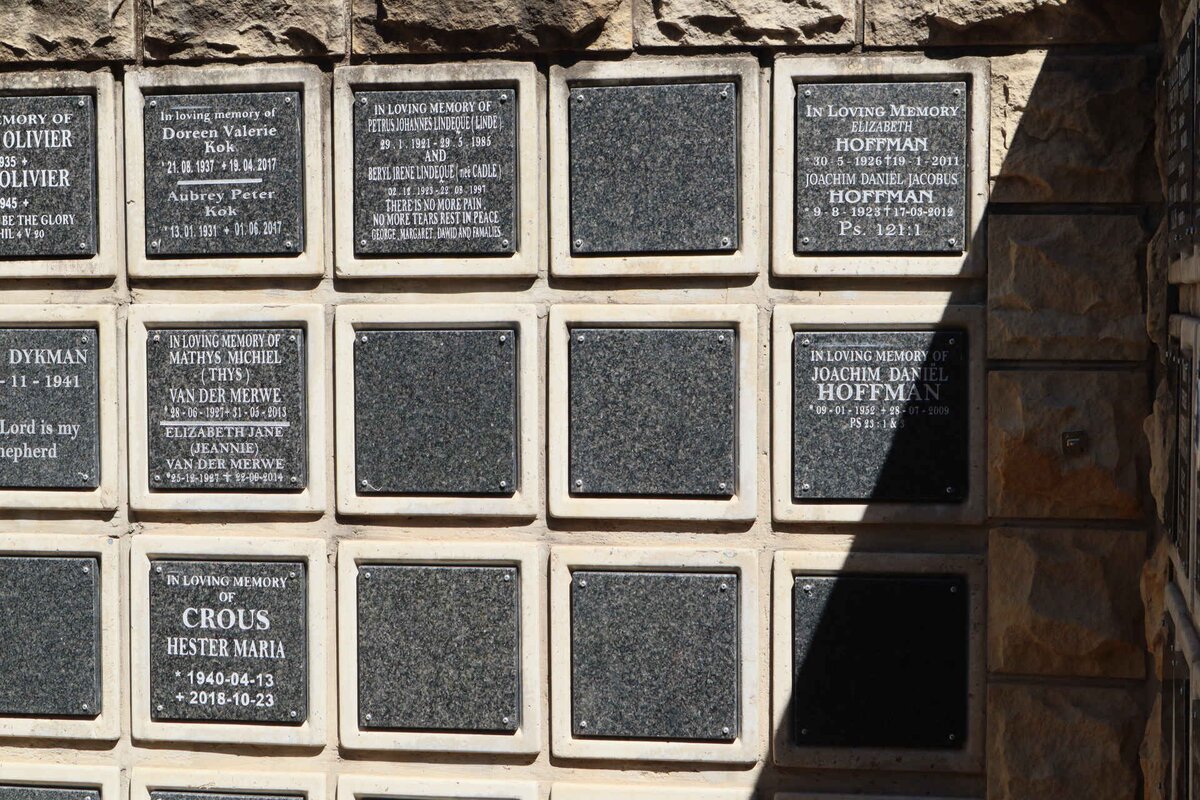 KOK Aubrey Peter 1931-2017 &amp; Doreen Valerie 1937-2017 :: HOFFMAN Joachim Daniël 1952-2009