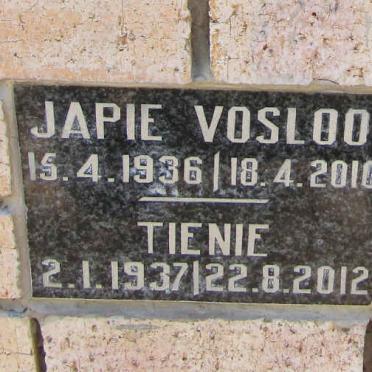 VOSLOO Japie 1936-2010 &amp; Tienie 1937-2012
