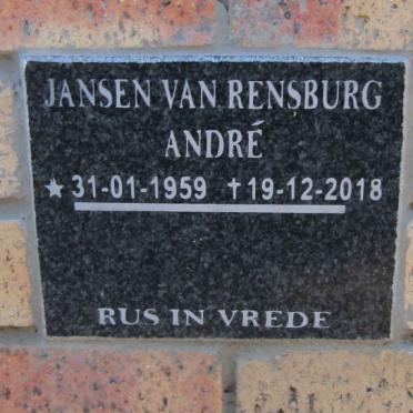 RENSBURG Andre, Jansen van 1959-2018