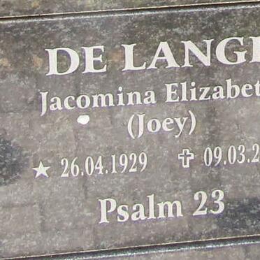 LANGE Jacomina Elizabeth, de 1929-2015