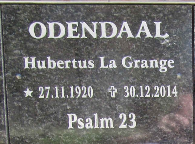 ODENDAAL Hubertus La Grange 1920-2014