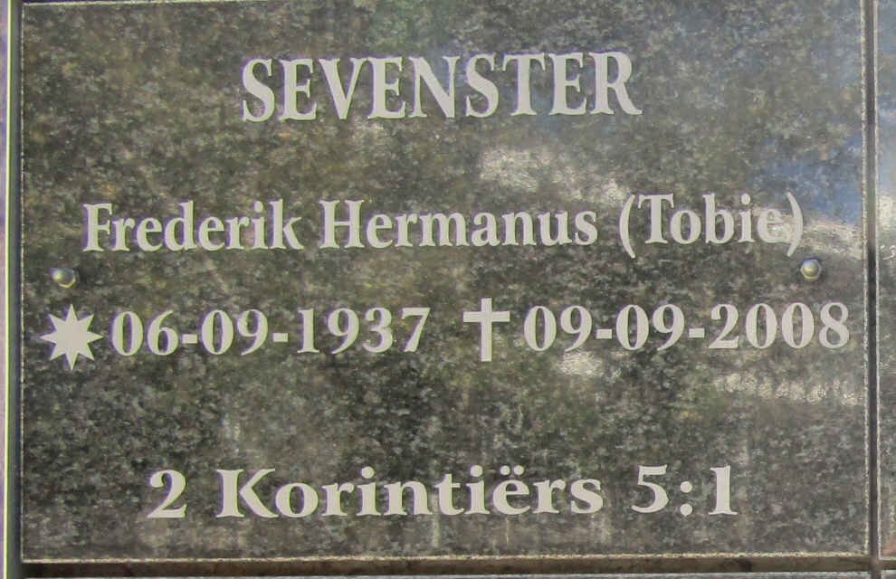 SEVENSTER Frederik Hermanus 1937-2008
