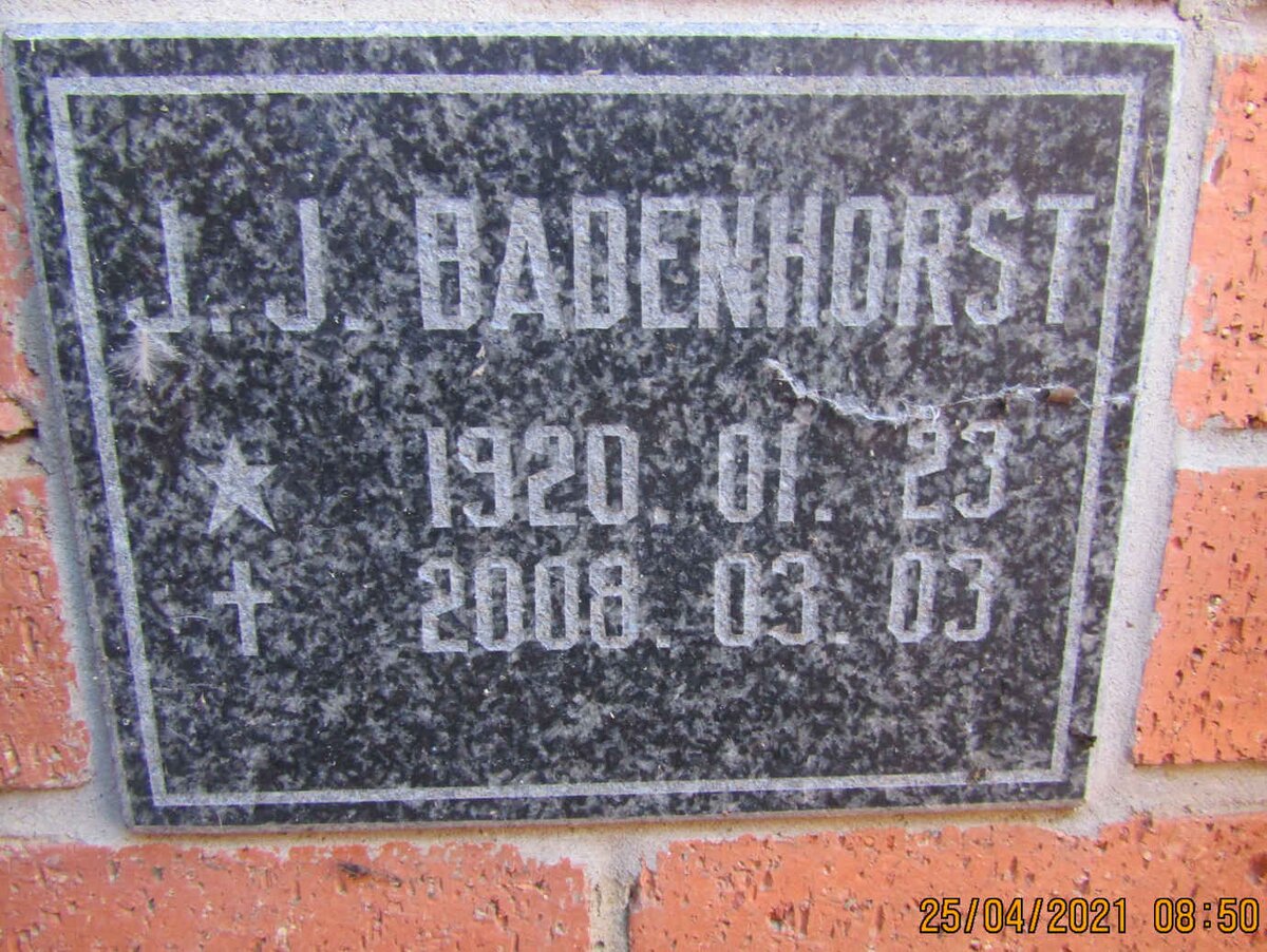 BADENHORST J.J. 1920-2008