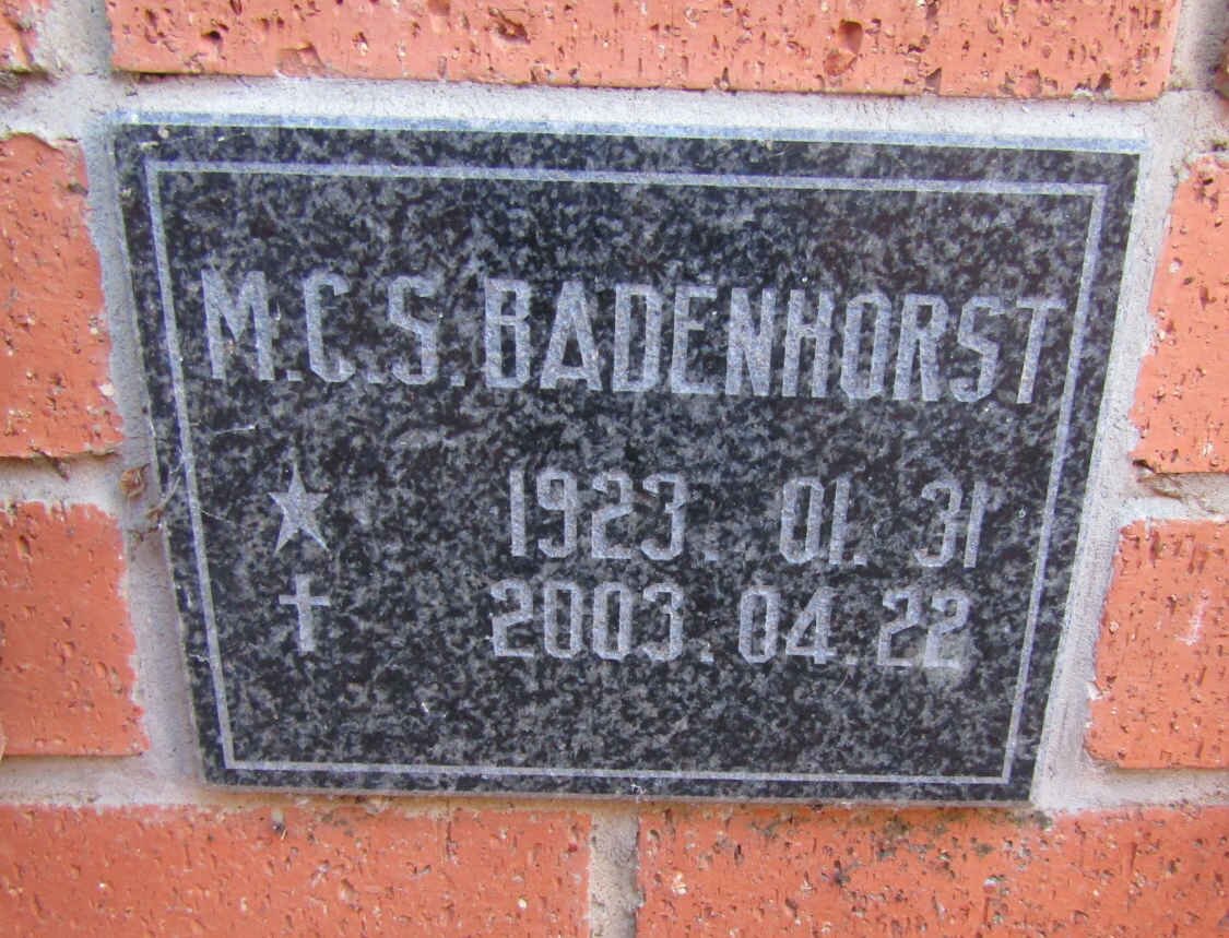 BADENHORST M.C.S. 1923-2003