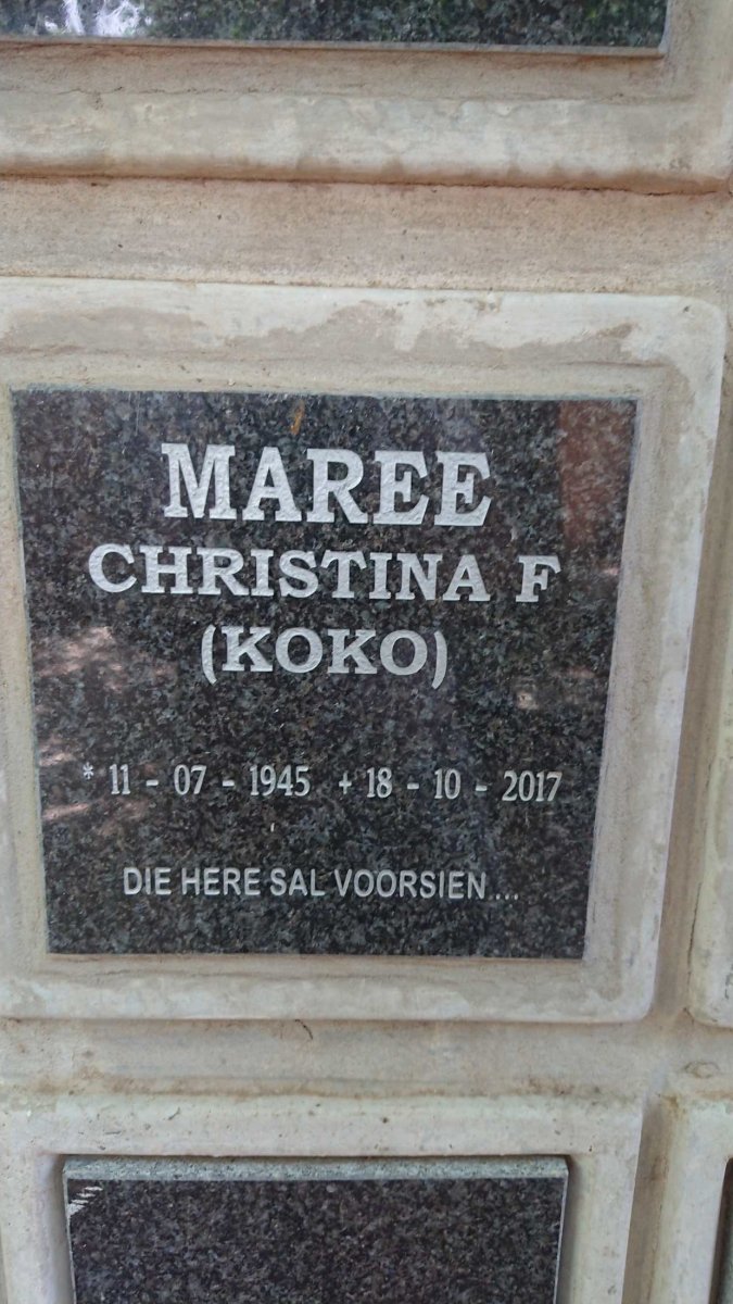 MAREE Christina F. 1945-2017