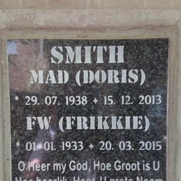 SMITH F.W. 1933-2015 &amp; M.A.D. 1938-2013