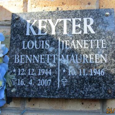 KEYTER Louis Bennett 1944-2007 &amp; Jeanette Maureen 1946-