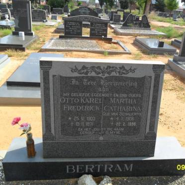BERTRAM Otto Karel Frederick 1903-1971 &amp; Martha Catharina VAN SCHALKWYK 1906-1998