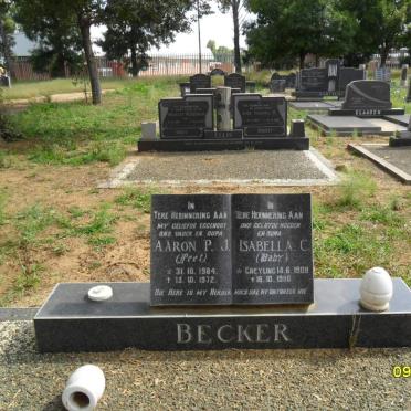 BECKER Aaron P.J. 1904-1972 &amp; Isabella C. GREYLING 1908-1986