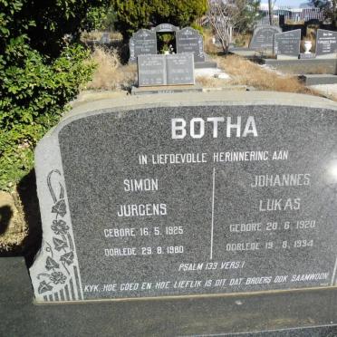 BOTHA Simon Jurgens 1925-1980 :: BOTHA Johannes Lukas 1920-1994