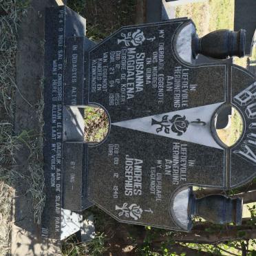 BOTHA Andries Josephus 1940- :: BOTHA Susanna Magdalena nee DE KOKER 1925-1996