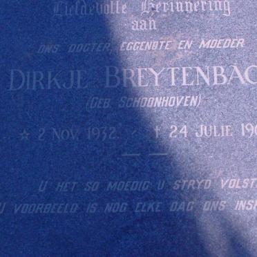 BREYTENBACH Dirkje nee SCHOONHOVEN 1932-1968