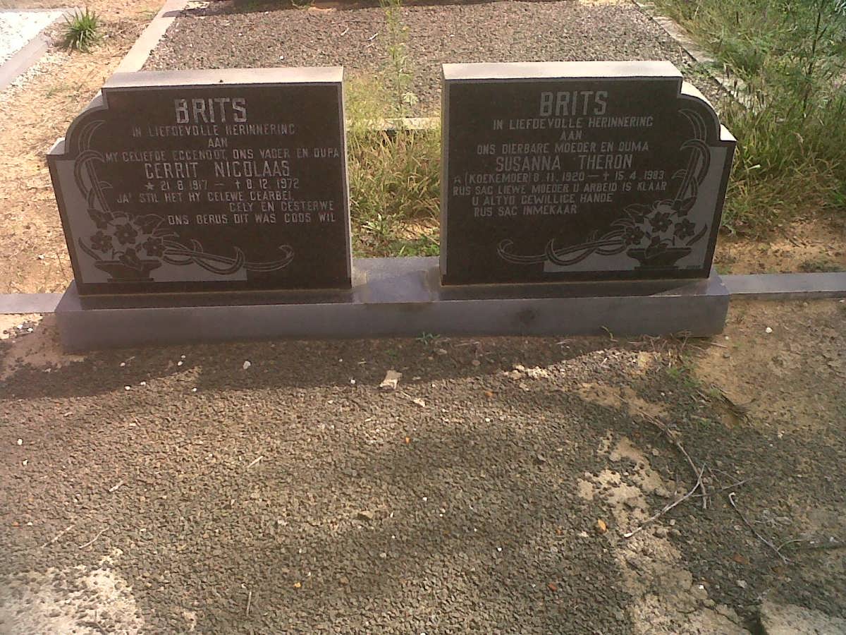 BRITS Gerrit Nicolaas 1917-1972 &amp; Susanna Theron KOEKEMOER 1920-1983