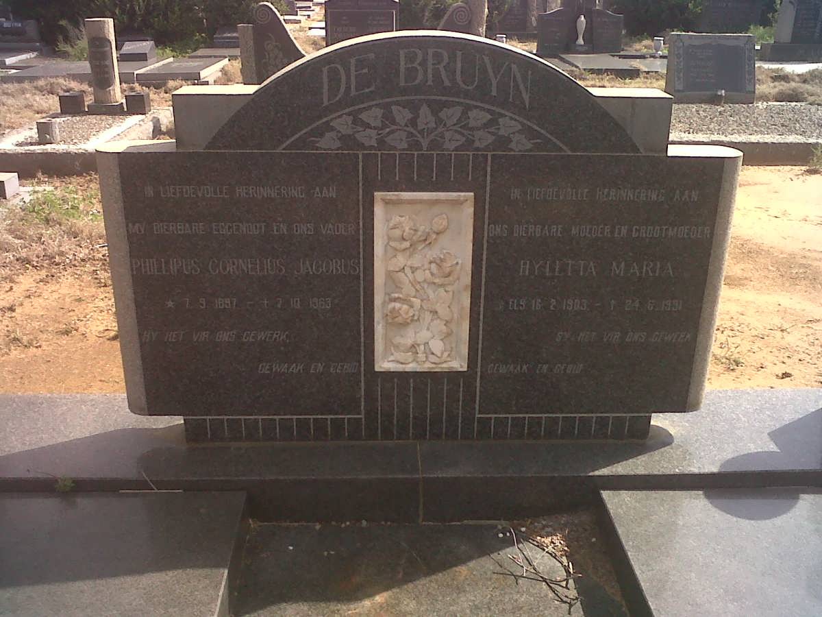 BRUYN Phillipus Cornelius Jacobus, de 1897-1963 &amp; Hyletta 1903-1991