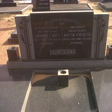 BRUMMER Johannes C. 1900-1971 &amp; Aletta E.M. 1909-1980
