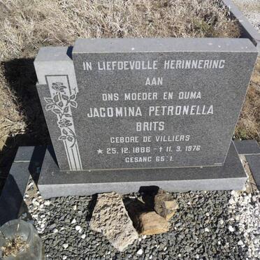 BRITS Jacomina Petronella nee DE VILLIERS 1886-1976