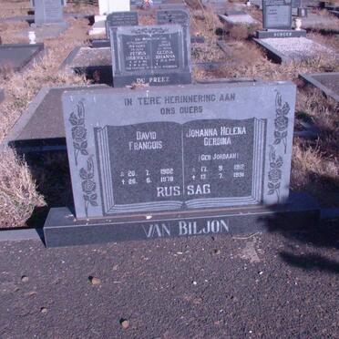 BILJON David Francois, van 1902-1978 &amp; Johanna Helena Gerdina JORDAAN 1912-1991