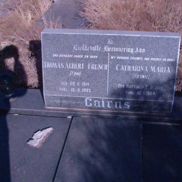 CAIRNS Thomas Albert French 1914-1993 &amp; Catharina Maria HATTINGH 1918-1984